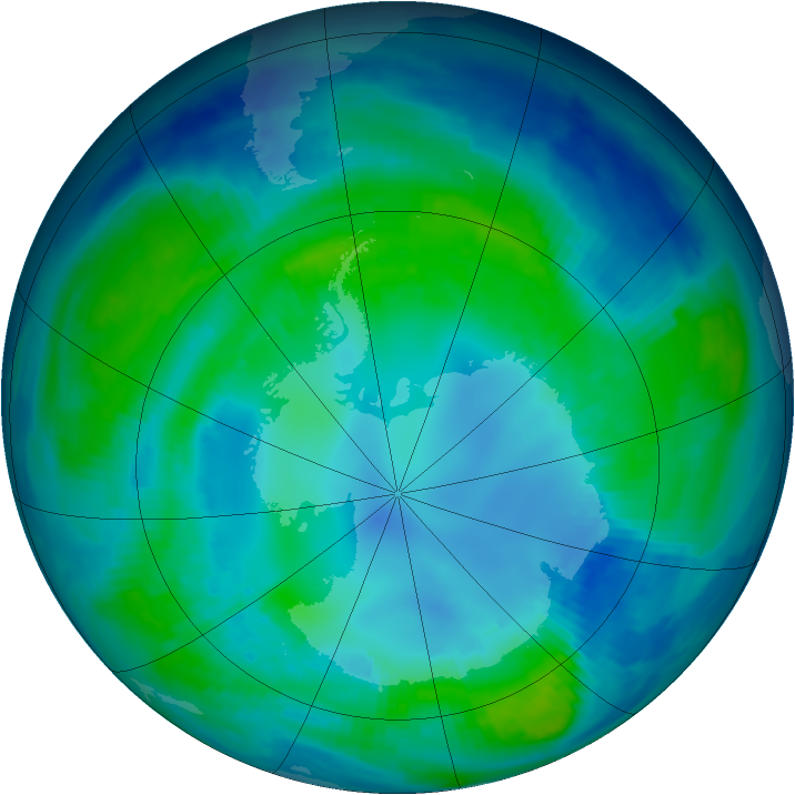 Antarctic ozone map for 27 April 1997